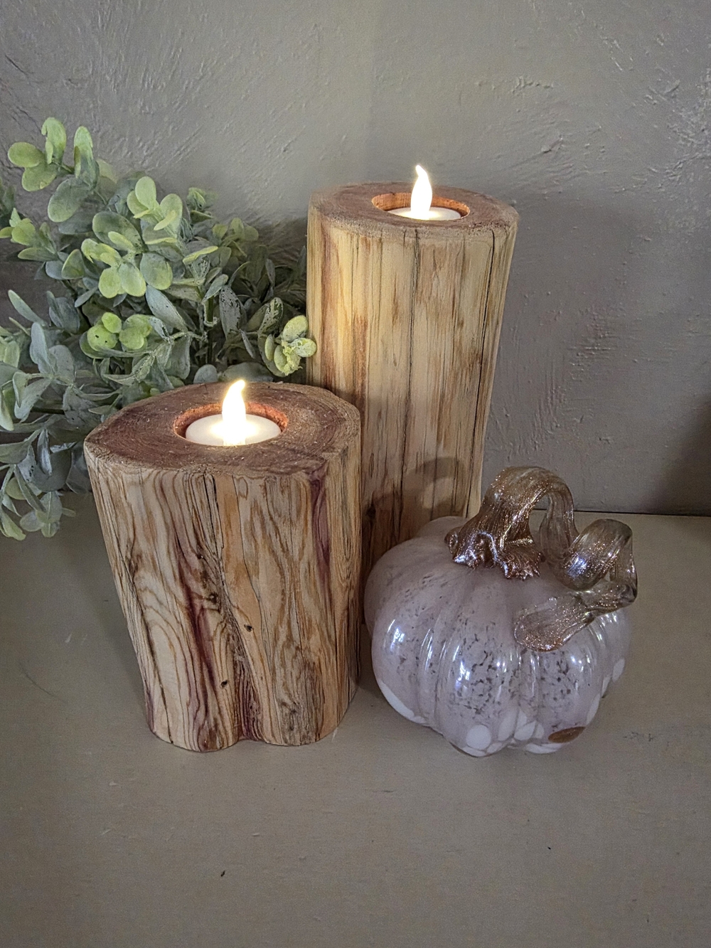 Rustic Natural Eastern Red Cedar Cabin Cozy Warm Candle Tea Light Holder Large